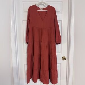 Universal Thread Tiered Cotton Gauze Peasant Maxi Dress - Size M